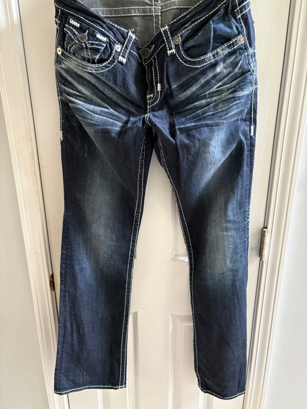 Big Star Dark Wash Blue Jeans with Contrast Stitching